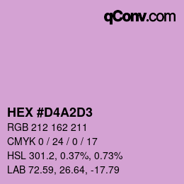 カラーコード: HEX #D4A2D3 | qconv.com