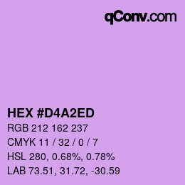 カラーコード: HEX #D4A2ED | qconv.com