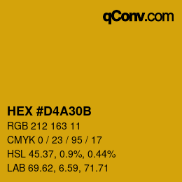 カラーコード: HEX #D4A30B | qconv.com