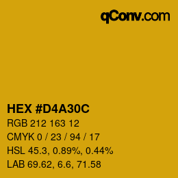 Farbcode: HEX #D4A30C | qconv.com