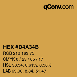 Color code: HEX #D4A34B | qconv.com