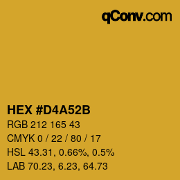 颜色代码: HEX #D4A52B | qconv.com