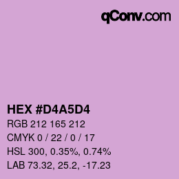 Farbcode: HEX #D4A5D4 | qconv.com