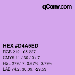 Color code: HEX #D4A5ED | qconv.com