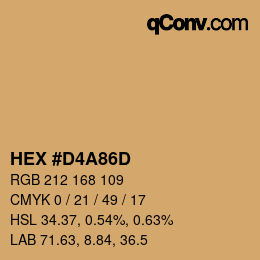 カラーコード: HEX #D4A86D | qconv.com