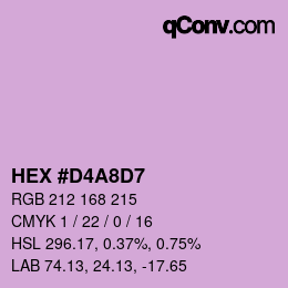 颜色代码: HEX #D4A8D7 | qconv.com