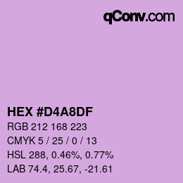 Color code: HEX #D4A8DF | qconv.com