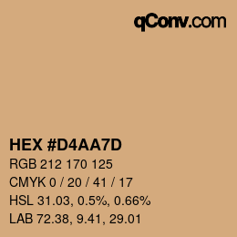 颜色代码: HEX #D4AA7D | qconv.com