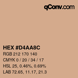 Color code: HEX #D4AA8C | qconv.com