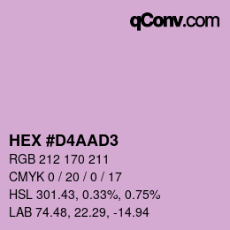 カラーコード: HEX #D4AAD3 | qconv.com