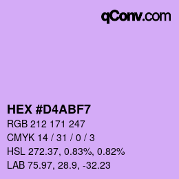 Color code: HEX #D4ABF7 | qconv.com