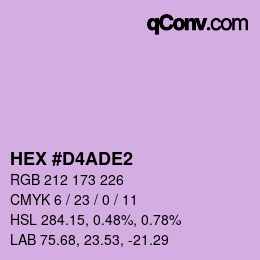 カラーコード: HEX #D4ADE2 | qconv.com