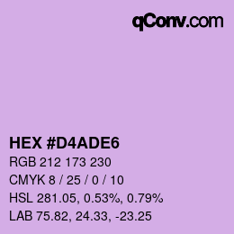 颜色代码: HEX #D4ADE6 | qconv.com