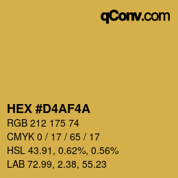 Color code: HEX #D4AF4A | qconv.com