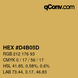 カラーコード: HEX #D4B05D | qconv.com