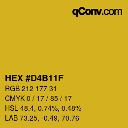 カラーコード: HEX #D4B11F | qconv.com