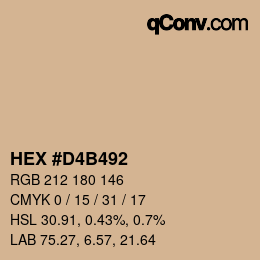 颜色代码: HEX #D4B492 | qconv.com
