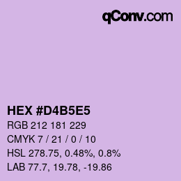 颜色代码: HEX #D4B5E5 | qconv.com