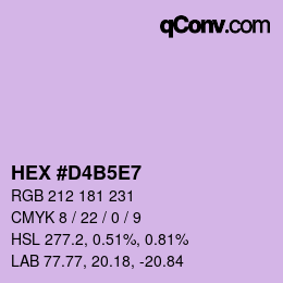 Farbcode: HEX #D4B5E7 | qconv.com