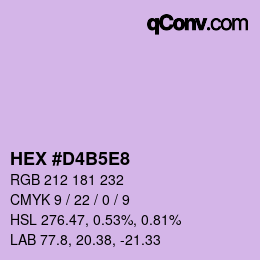 颜色代码: HEX #D4B5E8 | qconv.com
