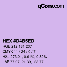 カラーコード: HEX #D4B5ED | qconv.com