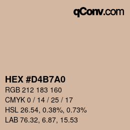 颜色代码: HEX #D4B7A0 | qconv.com