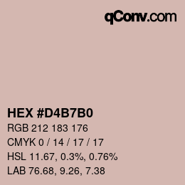 颜色代码: HEX #D4B7B0 | qconv.com