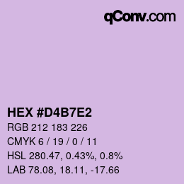 颜色代码: HEX #D4B7E2 | qconv.com