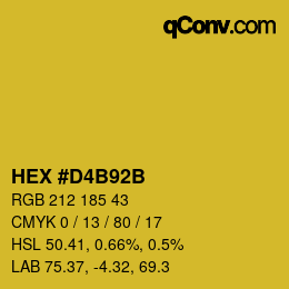 颜色代码: HEX #D4B92B | qconv.com