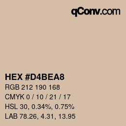 Color code: HEX #D4BEA8 | qconv.com