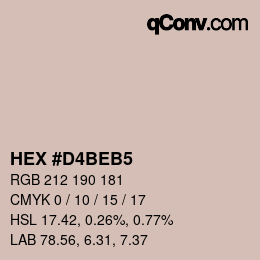 カラーコード: HEX #D4BEB5 | qconv.com