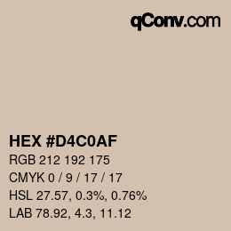 Color code: HEX #D4C0AF | qconv.com