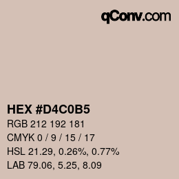 颜色代码: HEX #D4C0B5 | qconv.com