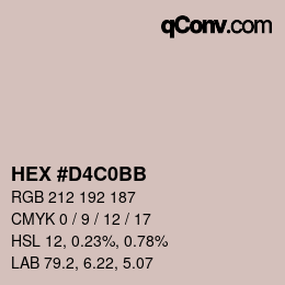 Código de color: HEX #D4C0BB | qconv.com