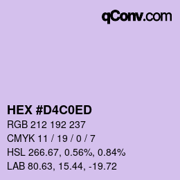カラーコード: HEX #D4C0ED | qconv.com
