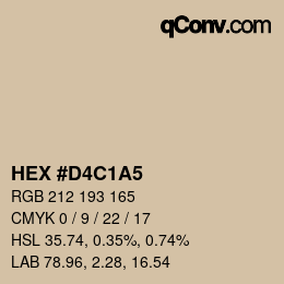 Color code: HEX #D4C1A5 | qconv.com