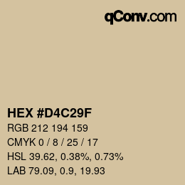 Color code: HEX #D4C29F | qconv.com