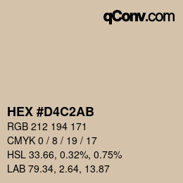 Color code: HEX #D4C2AB | qconv.com