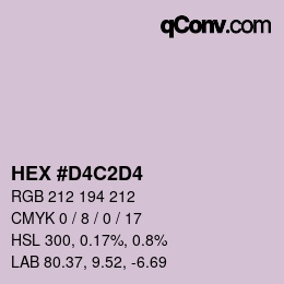 カラーコード: HEX #D4C2D4 | qconv.com