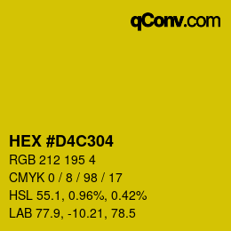 颜色代码: HEX #D4C304 | qconv.com