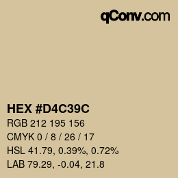 颜色代码: HEX #D4C39C | qconv.com