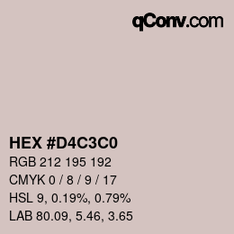 Color code: HEX #D4C3C0 | qconv.com