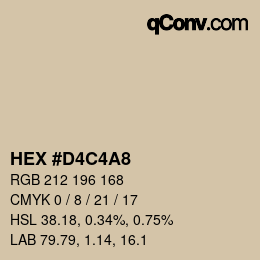 Color code: HEX #D4C4A8 | qconv.com