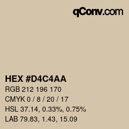 Color code: HEX #D4C4AA | qconv.com