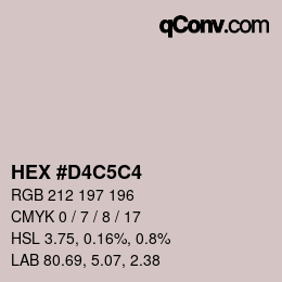 颜色代码: HEX #D4C5C4 | qconv.com