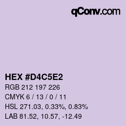 カラーコード: HEX #D4C5E2 | qconv.com