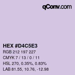 Farbcode: HEX #D4C5E3 | qconv.com