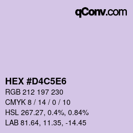 Farbcode: HEX #D4C5E6 | qconv.com