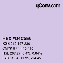 Farbcode: HEX #D4C5E6 | qconv.com