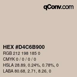 Color code: HEX #D4C6B900 | qconv.com